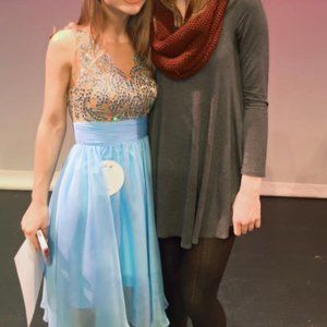 Light Blue Beaded Semi-Formal, Prom, Hoco Dress